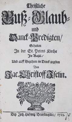 Bild Nr.1: 134-205 Iselin,J.C.: (Alte Drucke, Handschriften und Theologie)