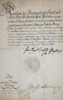 Bild Nr.1: 134-2095 Erthal, Friedrich Karl Joseph Reichsfreiherr von,: (Autographen)