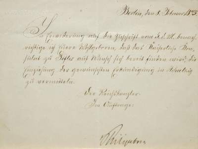 Bild Nr.1: 134-2123 Schreiben des Auswärtigen Amts: (Autographen)