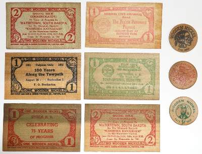 Bild Nr.1: 134-2176 Sammlung Wooden Nickel,: (Varia, Numismatik u. Siegelkunde, Medaillen, Amerika)