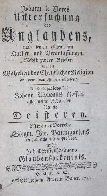 Bild Nr.1: 134-229 Le Clerc,J.: (Alte Drucke, Handschriften und Theologie)