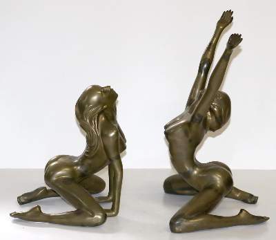 Bild Nr.1: 134-2483 Zwei weibliche Bronzeakte,: (Skulpturen - Plastiken)