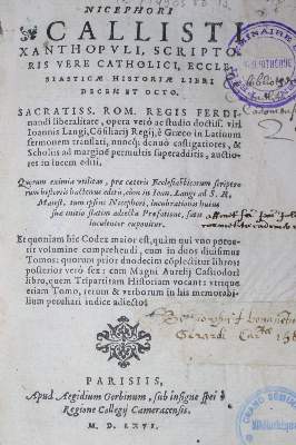 Bild Nr.1: 134-272 Nicephorus Callistus,X.: (Alte Drucke, Handschriften und Theologie)