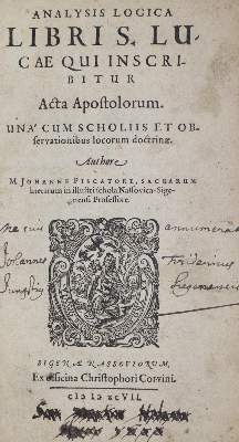 Bild Nr.1: 134-291 Piscator,J.: (Alte Drucke, Handschriften und Theologie)