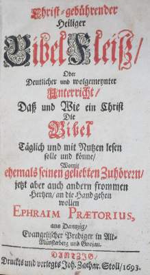 Bild Nr.1: 134-301 Praetorius,E.: (Alte Drucke, Handschriften und Theologie)