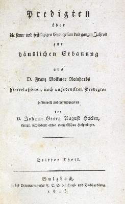 Bild Nr.2: 134-317 Reinhard,F.V.: (Alte Drucke, Handschriften und Theologie)