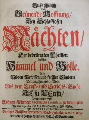 Bild Nr.1: 134-319 Riemer,J.: (Alte Drucke, Handschriften und Theologie)