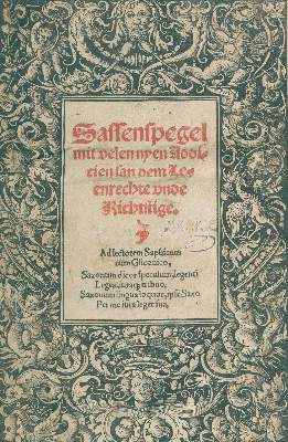Bild Nr.1: 134-330 Sachsenspiegel, niederdeutsch.: (Alte Drucke, Handschriften und Theologie)