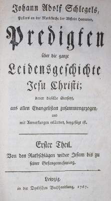 Bild Nr.1: 134-345 Schlegel,J.A.: (Alte Drucke, Handschriften und Theologie)