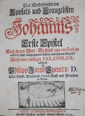 Bild Nr.1: 134-357 Spener,P.J.: (Alte Drucke, Handschriften und Theologie)