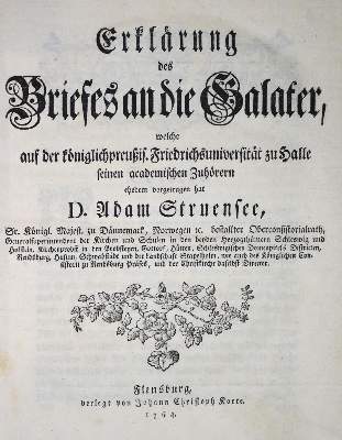Bild Nr.1: 134-364 Struensee,A.: (Alte Drucke, Handschriften und Theologie)