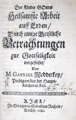 Bild Nr.1: 134-389 Wedderkop,G.: (Alte Drucke, Handschriften und Theologie)