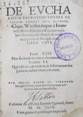 Bild Nr.1: 134-398 Witzel,G.: (Alte Drucke, Handschriften und Theologie)
