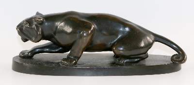 Bild Nr.1: 134-4256 Panther in Lauerhaltung.: (Künstlergraphik, Skulpturen - Plastiken)