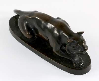 Bild Nr.3: 134-4256 Panther in Lauerhaltung.: (Künstlergraphik, Skulpturen - Plastiken)