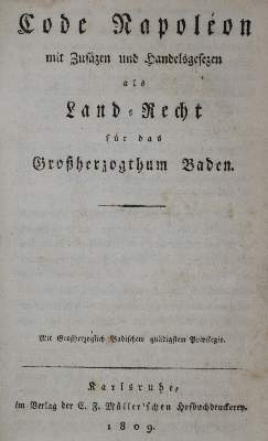 Bild Nr.1: 134-459 Code Napoleon: (Juridica und Kriminologie, Baden)