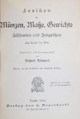Bild Nr.1: 134-550 Klimpert,R.: (Numismatik u. Siegelkunde)