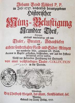 Bild Nr.1: 134-551 Köhler,J.D.: (Numismatik u. Siegelkunde, Medaillen)