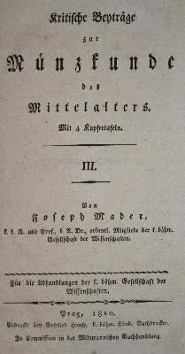Bild Nr.1: 134-554 Mader,J.: (Numismatik u. Siegelkunde, Medaillen)
