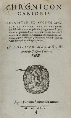 Bild Nr.1: 134-74 Carion,J.: (Alte Drucke, Handschriften und Theologie)