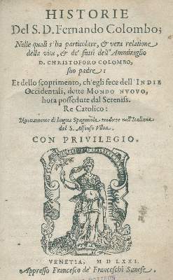 Bild Nr.1: 134-82 Colombo, Fernando.: (Alte Drucke, Handschriften und Theologie)