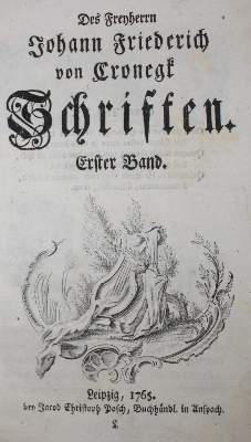 Bild Nr.1: 134-943 Cronegk,J.F.v.: (Literatur und illustrierte Bücher bis 19.Jahrhundert)