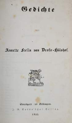 Bild Nr.1: 134-952 Droste-Hülshoff,A.v.: (Literatur und illustrierte Bücher bis 19.Jahrhundert)