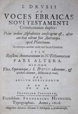 Bild Nr.1: 134-97 Drusius,J.: (Alte Drucke, Handschriften und Theologie)