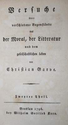 Bild Nr.1: 134-982 Garve,C.: (Literatur und illustrierte Bücher bis 19.Jahrhundert)