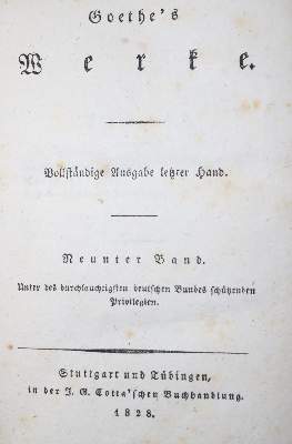 Bild Nr.1: 134-994 Goethe,J.W.v.: (Literatur und illustrierte Bücher bis 19.Jahrhundert)
