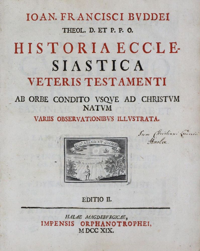 Große Abbildung Nr.1: 135-108 Buddeus,J.F.: (Alte Drucke, Handschriften und Theologie)