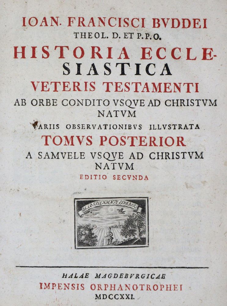 Große Abbildung Nr.2: 135-108 Buddeus,J.F.: (Alte Drucke, Handschriften und Theologie)
