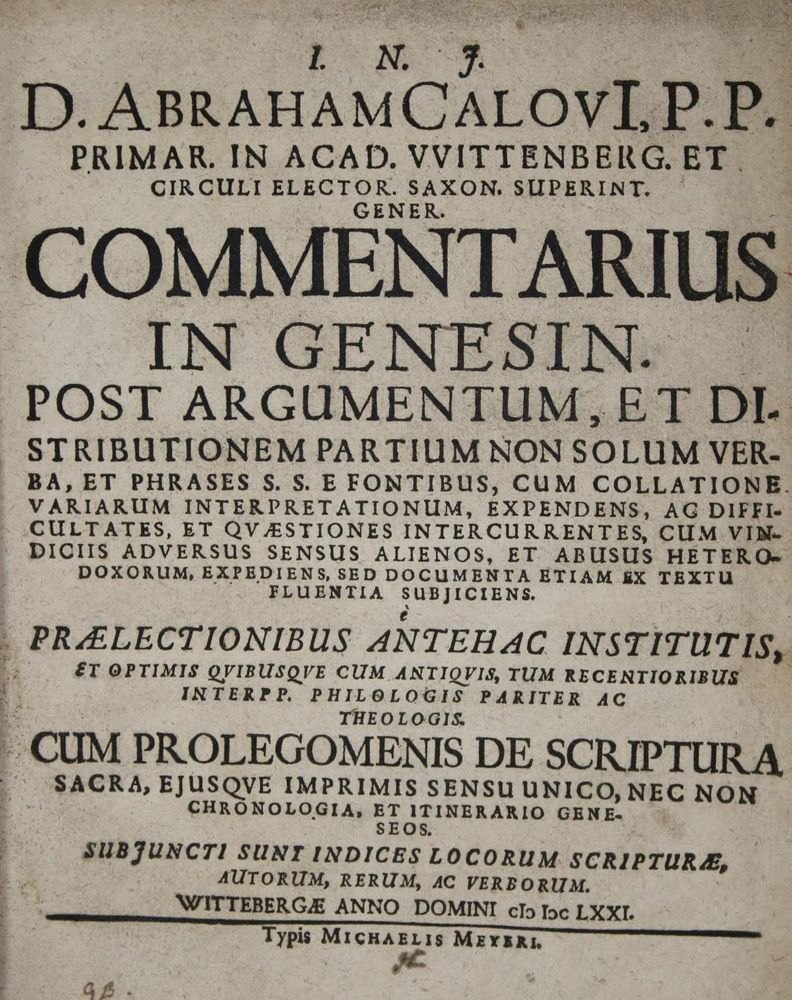 Große Abbildung Nr.1: 135-115 Calov(ius),A.: (Alte Drucke, Handschriften und Theologie)