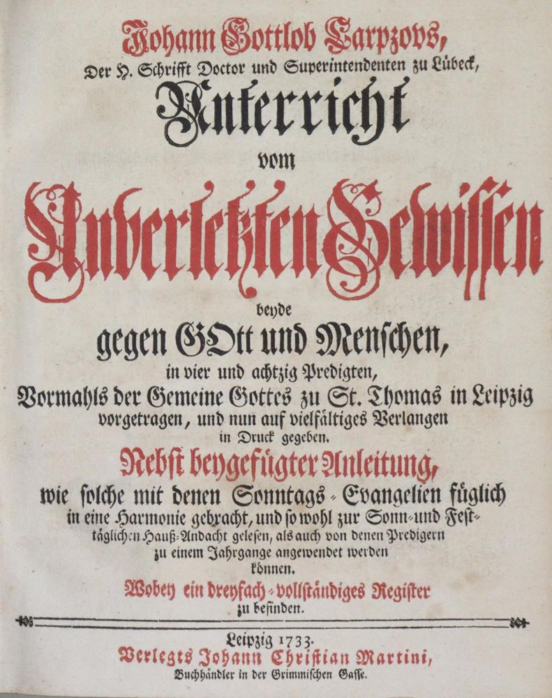 Große Abbildung Nr.1: 135-122 Carpzov,J.G.: (Alte Drucke, Handschriften und Theologie)