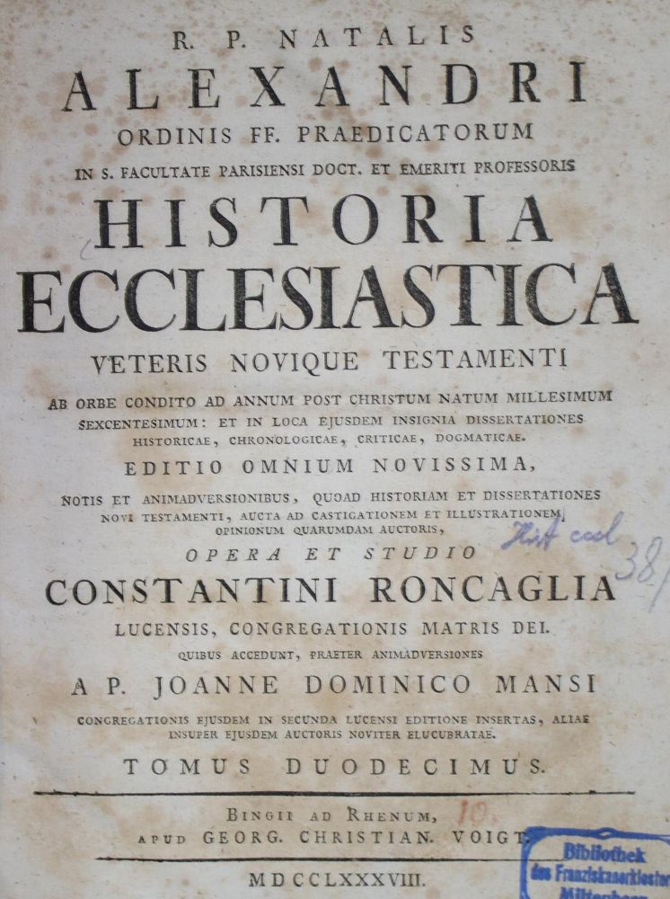 Große Abbildung Nr.1: 135-13 Alexander,N. (d.i. Noel Alexandre).: (Alte Drucke, Handschriften und Theologie)