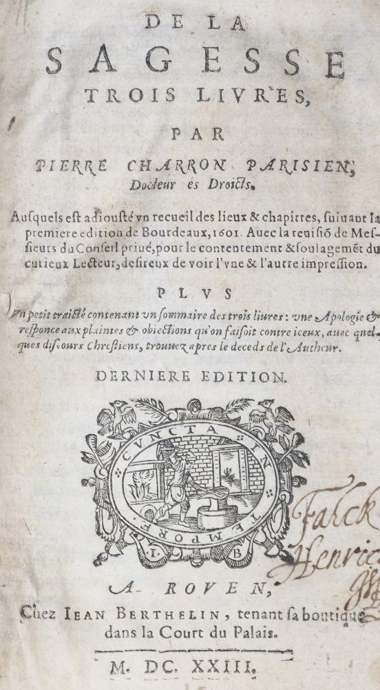 Große Abbildung Nr.1: 135-130 Charron,P.: (Alte Drucke, Handschriften und Theologie)