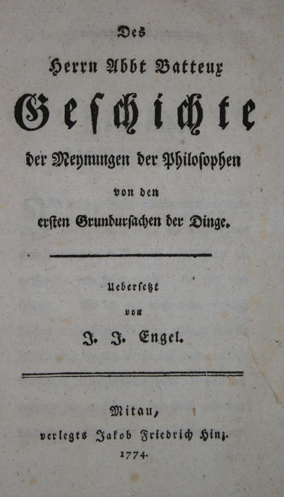 Große Abbildung Nr.1: 135-1303 Batteux,(C.).: (Literatur und illustrierte Bücher bis 19.Jahrhundert)