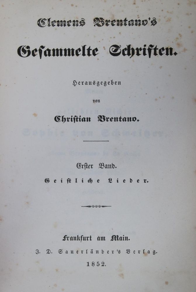 Große Abbildung Nr.1: 135-1309 Brentano,C.: (Literatur und illustrierte Bücher bis 19.Jahrhundert)