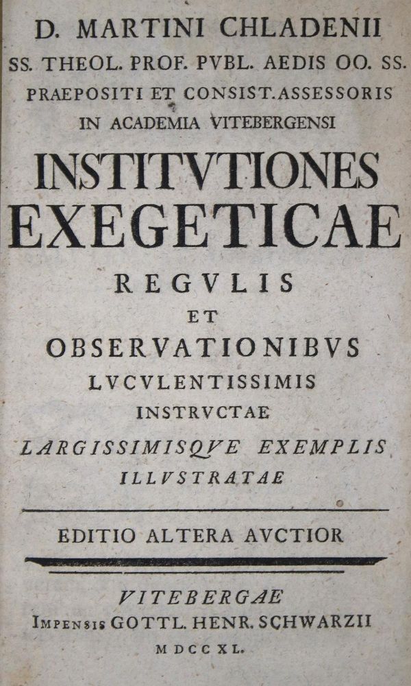 Große Abbildung Nr.1: 135-134 Chladni,M.: (Alte Drucke, Handschriften und Theologie)