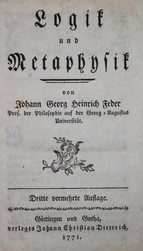 Große Abbildung Nr.1: 135-1343 Feder,J.G.H.: (Literatur und illustrierte Bücher bis 19.Jahrhundert)