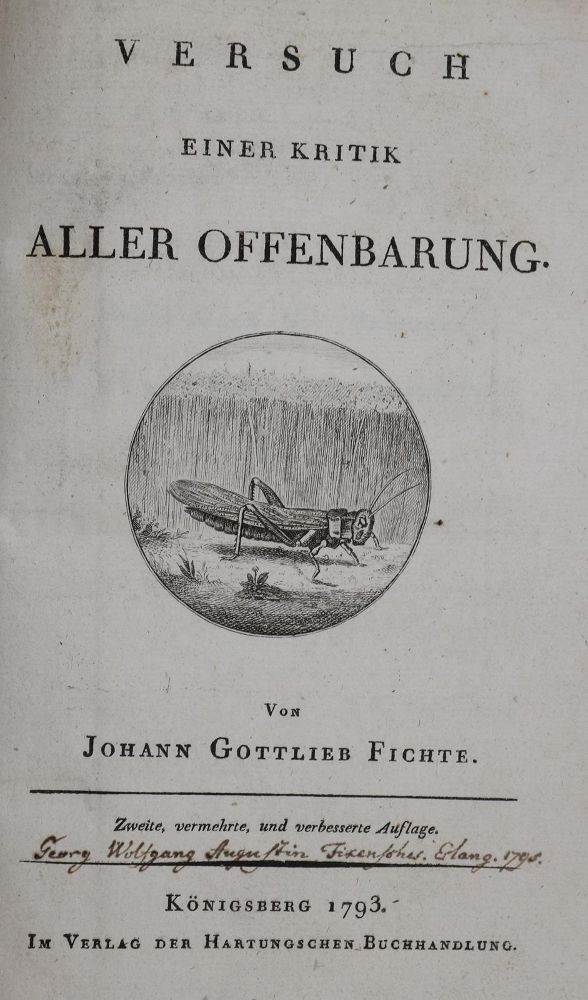 Große Abbildung Nr.1: 135-1345 Fichte,J.G.: (Literatur und illustrierte Bücher bis 19.Jahrhundert)