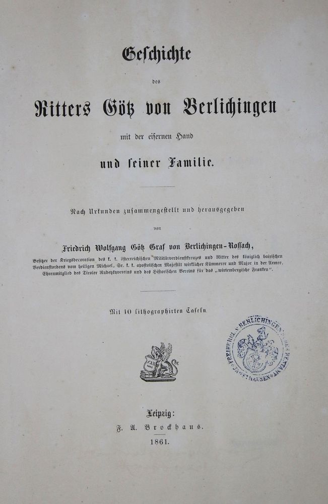 Große Abbildung Nr.2: 135-1361 Berlichingen-Rossach,F.W.G.v.: (Götz von Berlichingen)