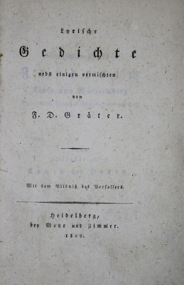 Große Abbildung Nr.1: 135-1368 Gräter,F.D.: (Literatur und illustrierte Bücher bis 19.Jahrhundert)