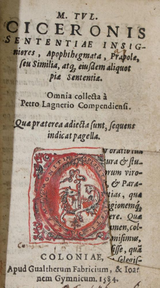 Große Abbildung Nr.1: 135-138 Cicero,M.T.: (Alte Drucke, Handschriften und Theologie)
