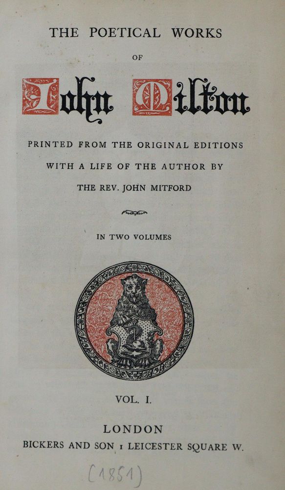 Große Abbildung Nr.1: 135-1433 Milton,J.: (Literatur und illustrierte Bücher bis 19.Jahrhundert)