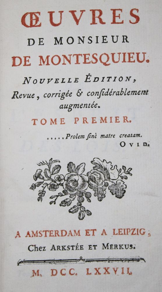 Große Abbildung Nr.1: 135-1438 Montesqieu, (C.L. de Secondat de).: (Literatur und illustrierte Bücher bis 19.Jahrhundert)