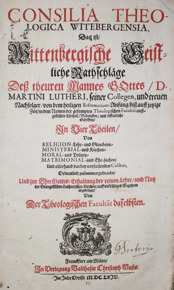 Große Abbildung Nr.1: 135-144 Consilia Theologica Witebergensia,: (Alte Drucke, Handschriften und Theologie)