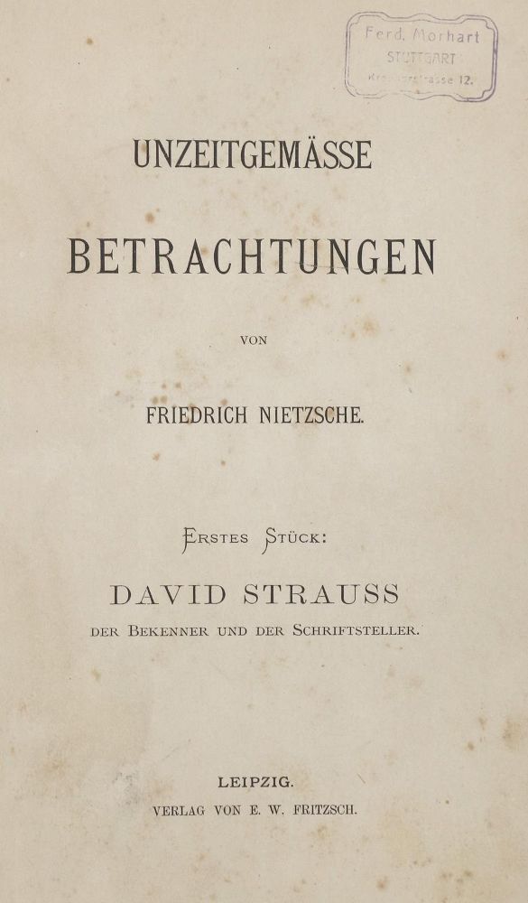 Große Abbildung Nr.1: 135-1445 Nietzsche,F.: (Literatur und illustrierte Bücher bis 19.Jahrhundert)