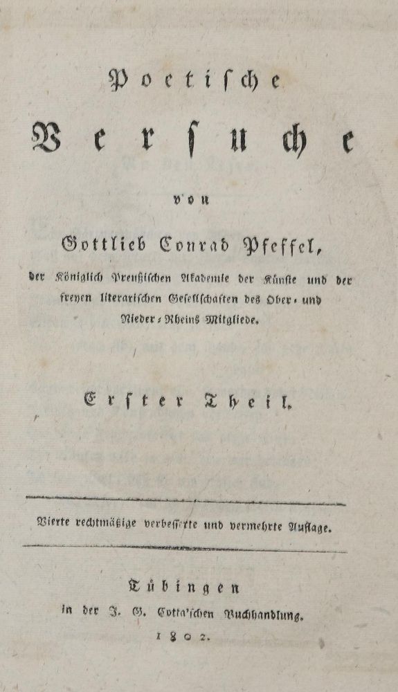 Große Abbildung Nr.1: 135-1451 Pfeffel,G.C.: (Literatur und illustrierte Bücher bis 19.Jahrhundert)