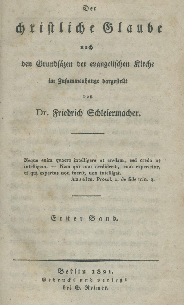 Große Abbildung Nr.1: 135-1476 Schleiermacher, Friedrich.: (Literatur und illustrierte Bücher bis 19.Jahrhundert)